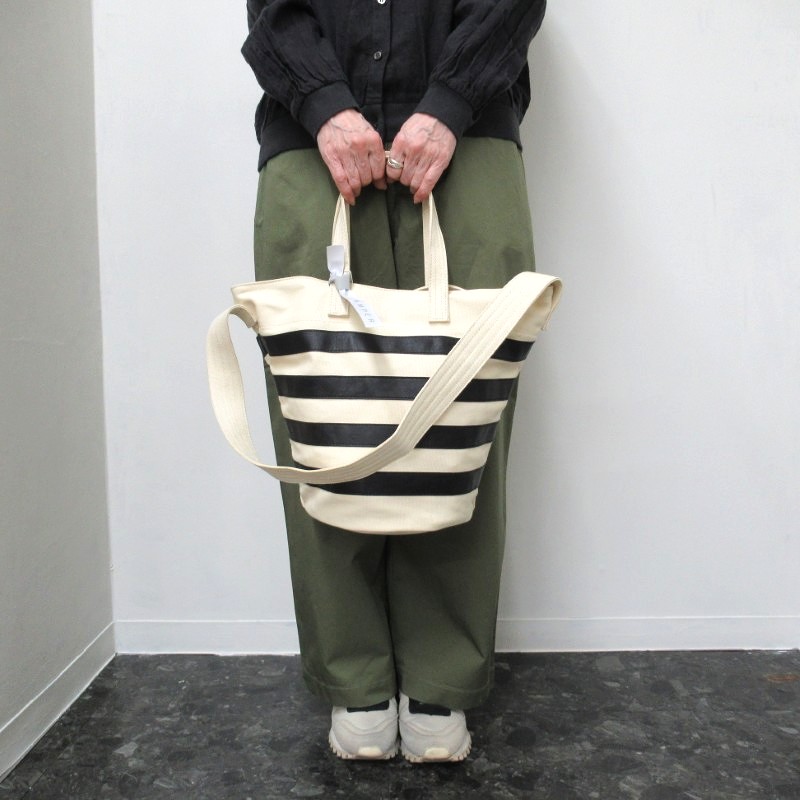 AMPER  キャンバス＊レザー２wayバケツバック /NTボーダー